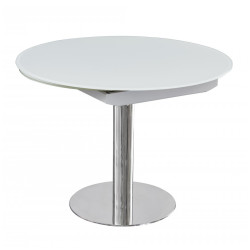 Стол обеденный раскладной Флорис MC6225DT-W, белое стекло стеклянный обеденный стол