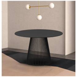 Стол TERNI 120 MATT BLACK MARBLE SINTERED STONE Черный мрамор матовый, керамика/Черный каркас М-City обеденный стол