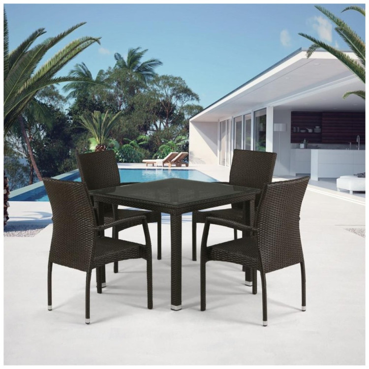 Садовые обеденные группы Комплект плетеной мебели T257A/YC379A-W53 Brown (4+1) + подушки на стульях