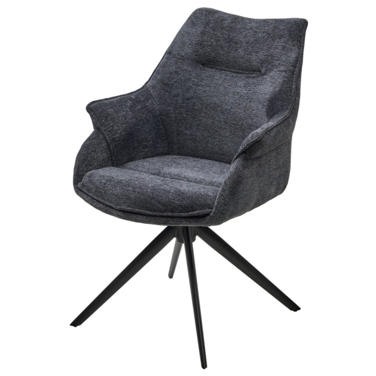 Стул обеденный поворотный OVE 360, обивка ткань серый, каркас черный, DISAUR