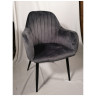 Стул-кресло DC831 Стул мягкий с подлокотниками, СЕРЫЙ велюр, каркас металл черный