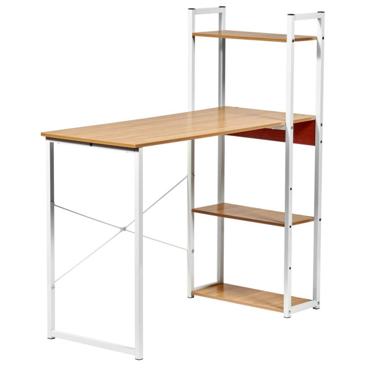 Игровые столы Стол письменный с полками Frame 100x45x110 см, светлое дерево, белый