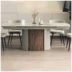 Большой дорогой кухонный стол. БАТИСТ 200 PATAGONIA POLISHED / латте / орех экко Стол обеденный