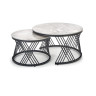 Керамические столики Комплект Halmar FLAMINGO, 2 стола журнальных (серый мрамор/черный)