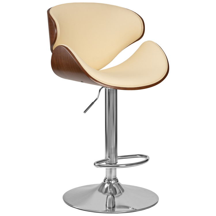 Полубарные стулья Стул барный DOBRIN KARTER, коричневое дерево, кремовый