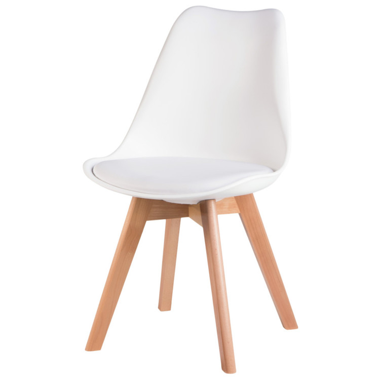 DOBRIN JERRY SOFT стул на каркасе из массива дерева, с пластиковым сиденьем, цвет белый (W-02)