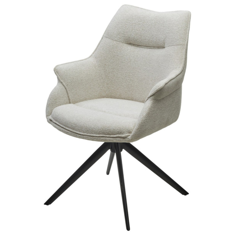 Стул обеденный поворотный OVE 360, обивка ткань бежевый, каркас черный, DISAUR