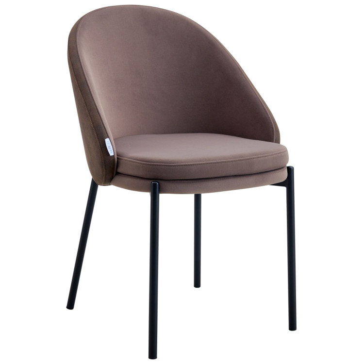 Стулья для гостиной DC24019 Стул мягкий КОРИЧНЕВЫЙ, каркас металл черный КРУГЛЫЙ