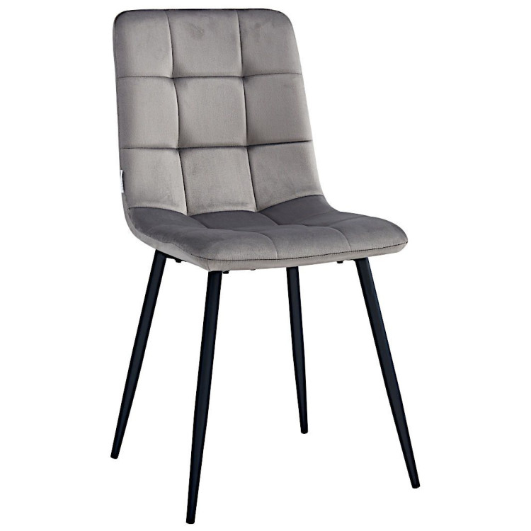 Стулья DC209 Стул мягкий, СЕРЫЙ#G62-38 велюр, каркас металл черный КРУГЛЫЙ