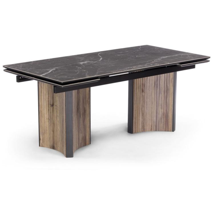 Керамический стол САЛИВАН 180x90 черный кварц / дуб бомонд лофт