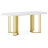 Ламинированные столы Хьюго О 160 х 90 белая шагрень пленка / золотые ноги