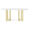 Ламинированные столы Хьюго О 160 х 90 белая шагрень пленка / золотые ноги