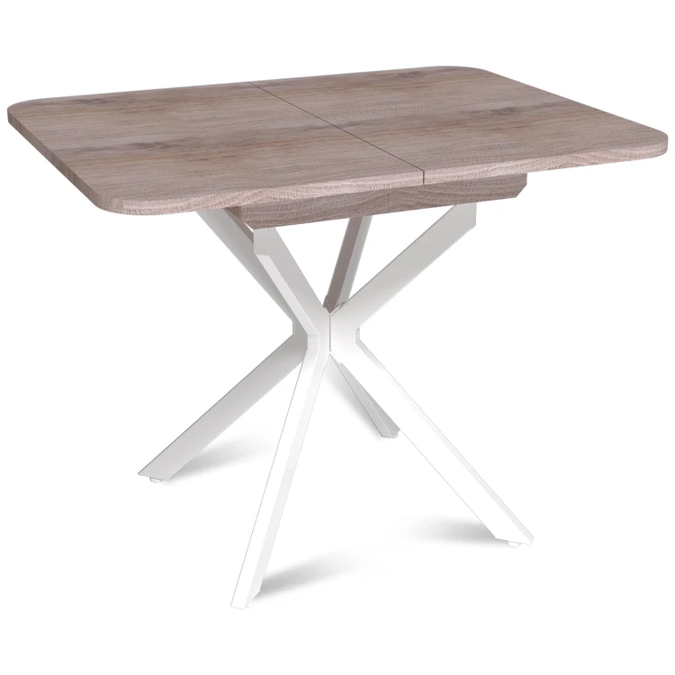Ламинированные столы Стол Твист раздвижной (100+30) дуб эндгрейн / опоры белые
