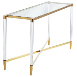 AB37 Консольный столик стеклянный прозрачный 120*40*78, основание акрил+металл Столик консольный