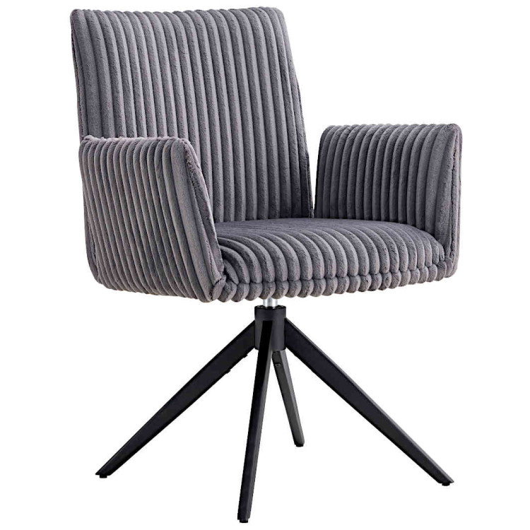 Стул-кресло DC24023B Стул мягкий поворотный 360*с подлокот, СЕРЫЙ, каркас металл черный КВАДРАТ