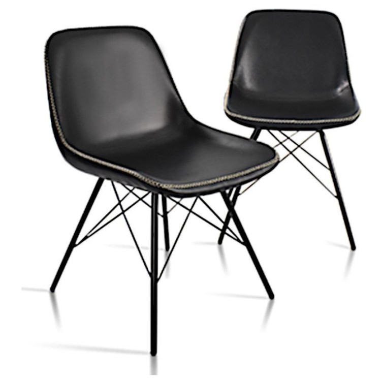 Стулья DC290 Стул мягкий, ЧЕРНЫЙ экокожа, каркас металл черный