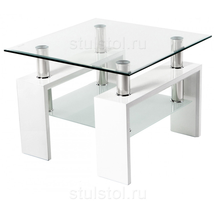 Стеклянный журнальный столик ST-052 венге, белый лак глянец