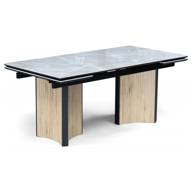 Керамический стол Саливан 180x90 черный кварц / дуб монтана