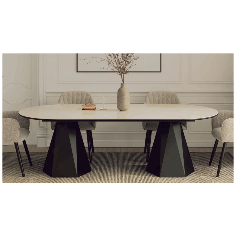 ОРФЕЙ 240 нераскладной стол с керамической столешницей, цвет ONYX SABLE PULIDO / черный каркас 