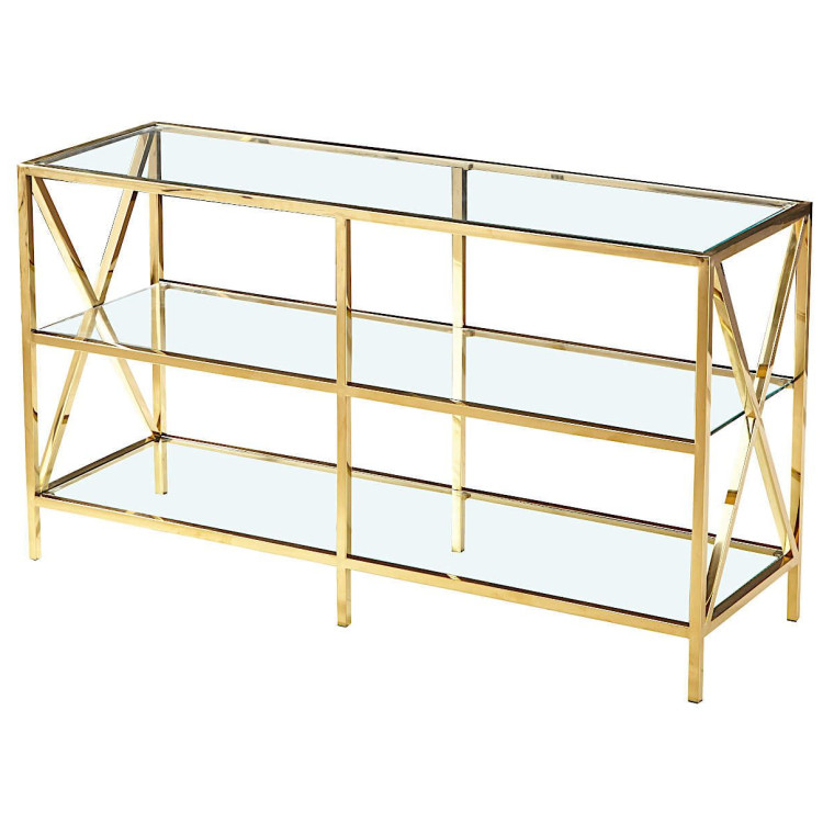 Консольные столики Консольный столик VANESSA прозрачное стекло 140*45, каркас золото