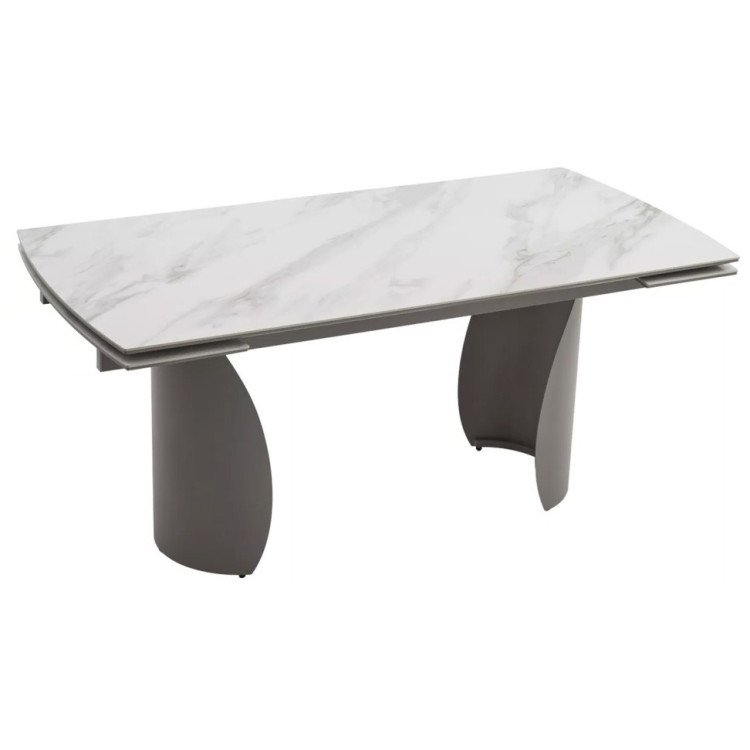 ОЛЬХОН 180 стол обеденный с керамической столешницей, цвет БЕЛЫЙ МРАМОР матовый  / черный каркас
