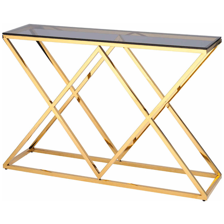 Консольные столики Консольный столик LIVIA тонированное стекло 120*40, каркас золото