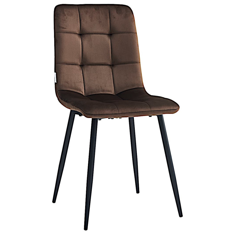 Стулья DC209 Стул мягкий, ГОРЬКИЙ ШОКОЛАД#G62-10 велюр, каркас металл черный КРУГЛЫЙ