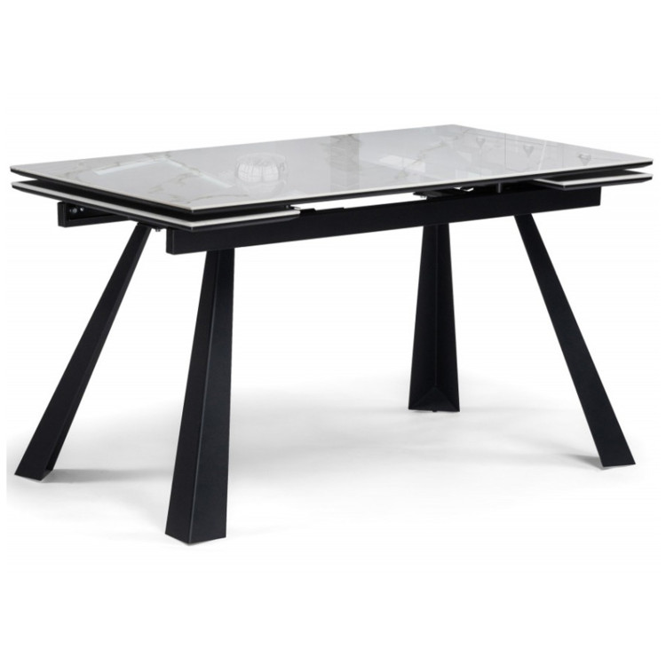 Керамический стол Маунт 140x80 белый мрамор / черный кварц / черный