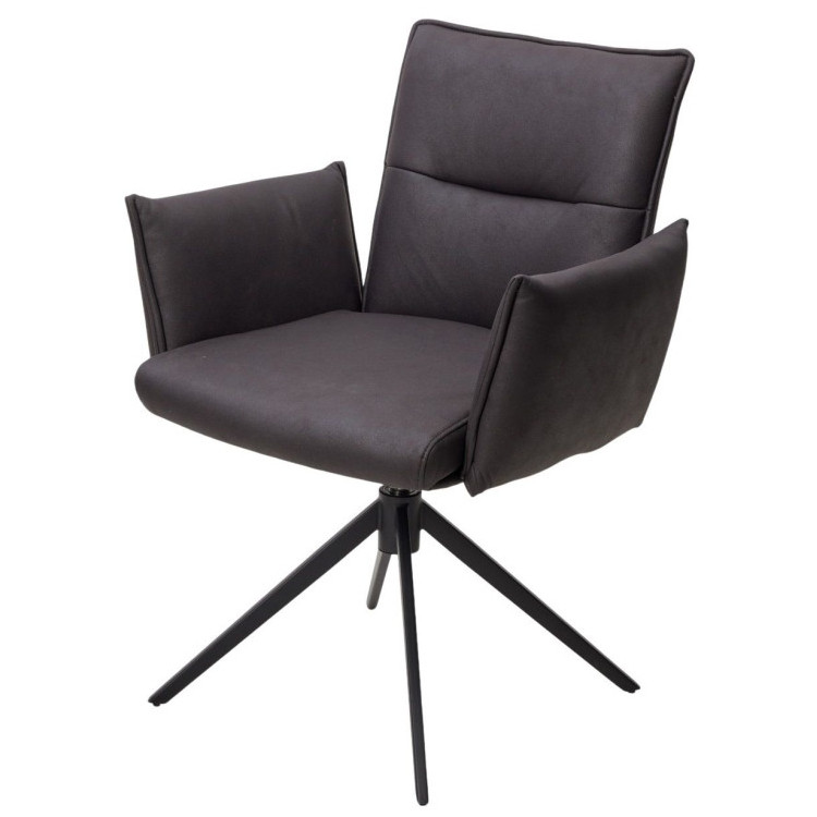 Стул-кресло Стул c подлокотниками Indigo экокожа черный, поворотно-возвратный механизм 360 градусов