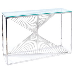 BS-1561 Консольный столик стеклянный 120*40*78, основание нержавеющая сталь хром Столик консольный