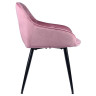 Стул-кресло DC-393 Стул мягкий с подлокотниками, РОЗОВЫЙ велюр, каркас металл черный