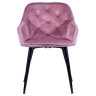 Стул-кресло DC-393 Стул мягкий с подлокотниками, РОЗОВЫЙ велюр, каркас металл черный