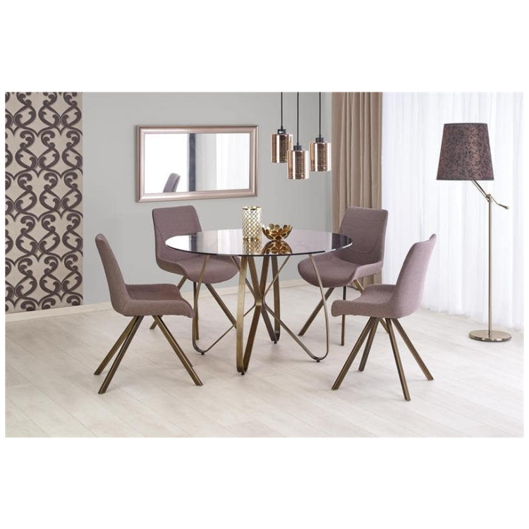 Обеденные столы Стол обеденный Halmar LUNGO (коричневый/античное золото)