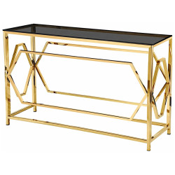 Консольный столик ESCADA тонированное стекло 140*40, каркас золото Столик консольный