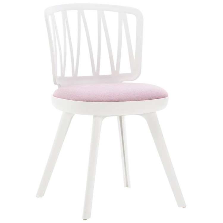 Стулья DC275 Стул пластиковый, каркас Белый, подушка Розовая