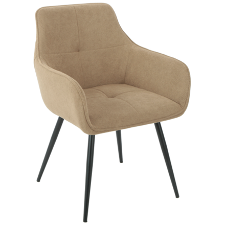 Стул-кресло DC0084 Стул мягкий с подлокот., КОРИЧНЕВЫЙ#CURIO 20, каркас металл черный КРУГЛЫЙ