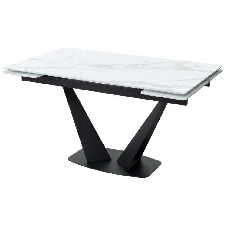 Кухонные столы Стол Ниагара 160 БЕЛЫЙ МРАМОР, стекло / ЧЕРНЫЙ, М-City