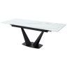 Кухонные столы Стол Ниагара 160 БЕЛЫЙ МРАМОР, стекло / ЧЕРНЫЙ, М-City