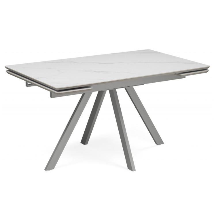 Керамические столы Вилли 140(200)х80 белый мрамор snow white / серый