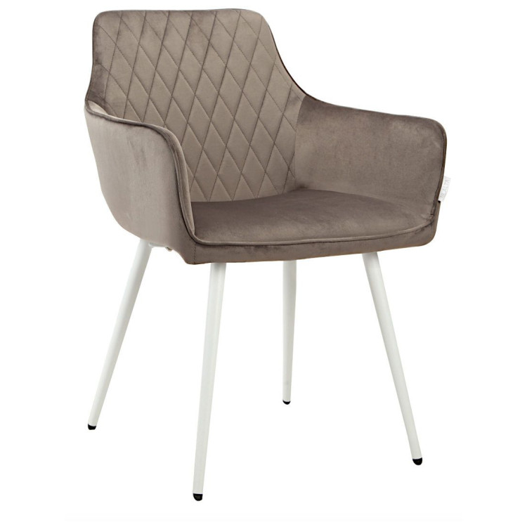 Стул-кресло DC835 Стул мягкий с подлокотниками, АНТРАЦИТ#G62-15 велюр, каркас металл белый