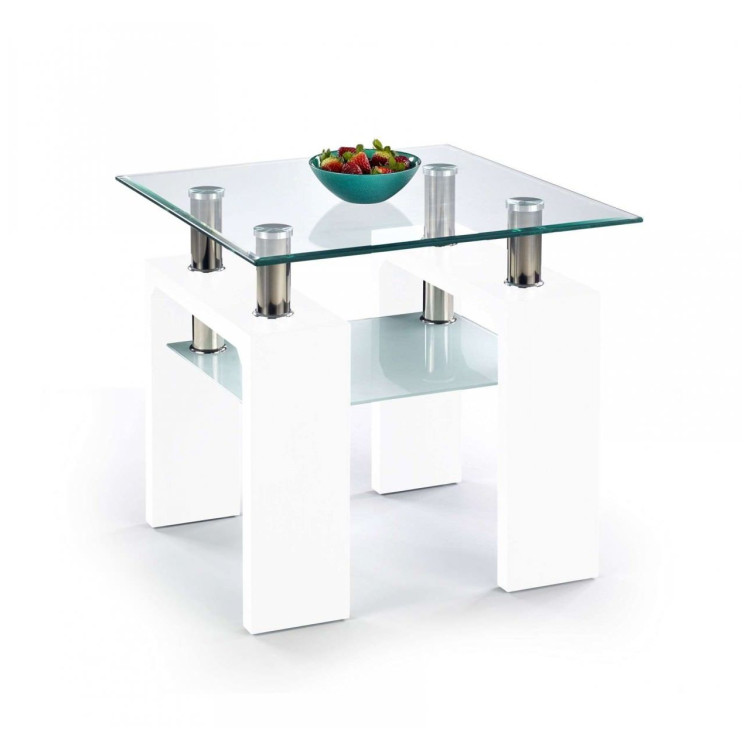 Стеклянные столики Стол журнальный Halmar DIANA H KWADRAT (белый)