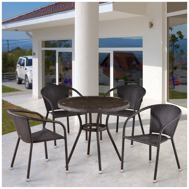 Мебель для летнего кафе Комплект плетеной мебели T282ANT/Y137C-W53 Brown (4+1)