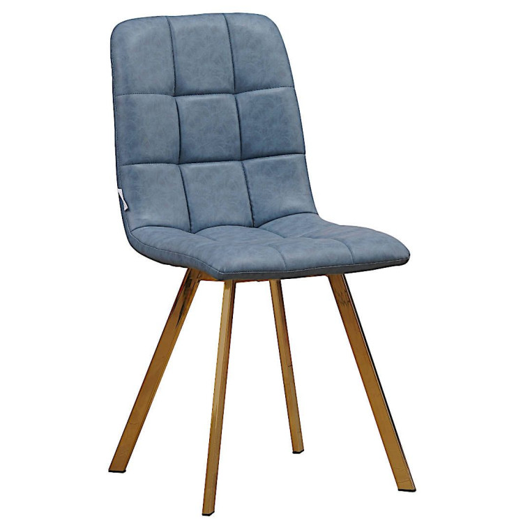 Стулья C919/DC809 Стул мягкий, ГОЛУБОЙ#99-56 экокожа, каркас металл золото КВАДРАТ