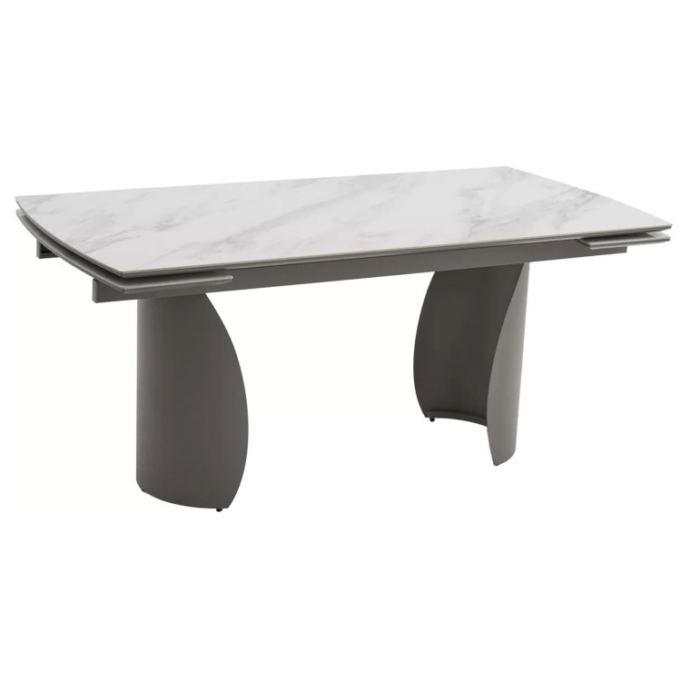 ОЛЬХОН 180 стол обеденный с керамической столешницей, цвет БЕЛЫЙ МРАМОР активный  / латте каркас