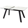Кухонные столы Стол Морис 140 БЕЖЕВЫЙ МРАМОР, стекло/ ЧЕРНЫЙ М-City