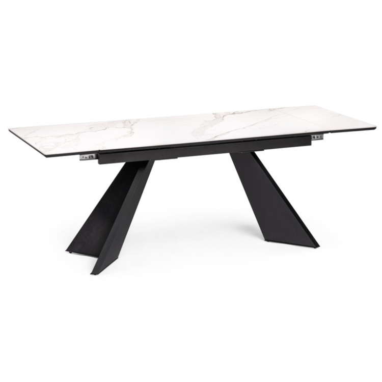 ЛИВИ обеденный стол с керамической столешницей, цвет белый мрамор