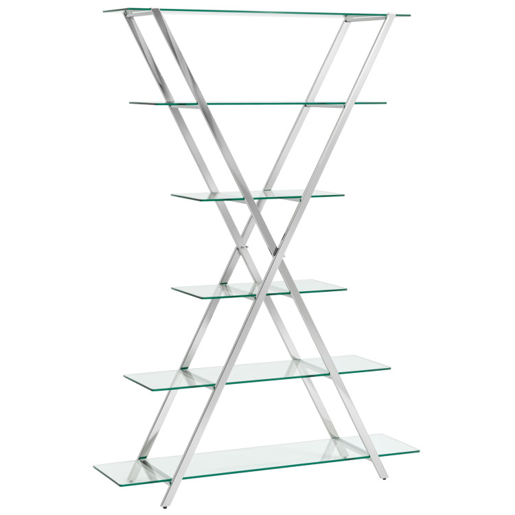 Стеллажи и полки Гейт прозрачное стекло каркас сталь серебро