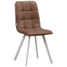 Стулья C919/DC809 Стул мягкий, СВЕТЛО-КОРИЧНЕВЫЙ#99-55 экокожа, каркас металл белый КВАДРАТ