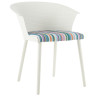 Стулья для гостиной DC277 Стул пластиковый, каркас Белый, подушка полосатая