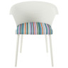 Стулья для гостиной DC277 Стул пластиковый, каркас Белый, подушка полосатая